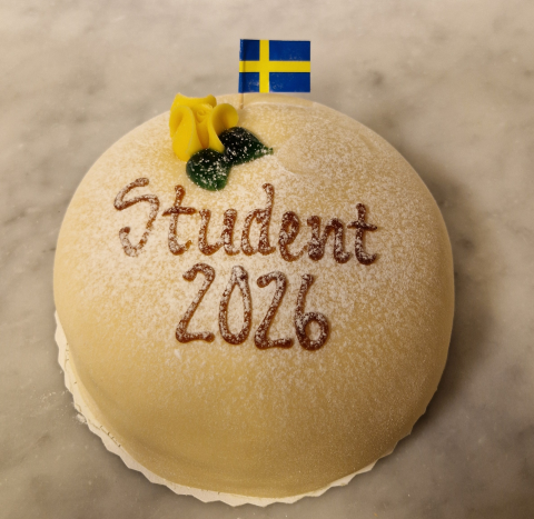 Bild på Student tårta med text